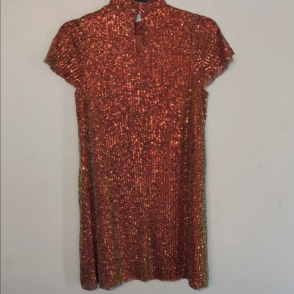 Girl’s Elegant Sequin Dress in Shimmering Mauve/Orange